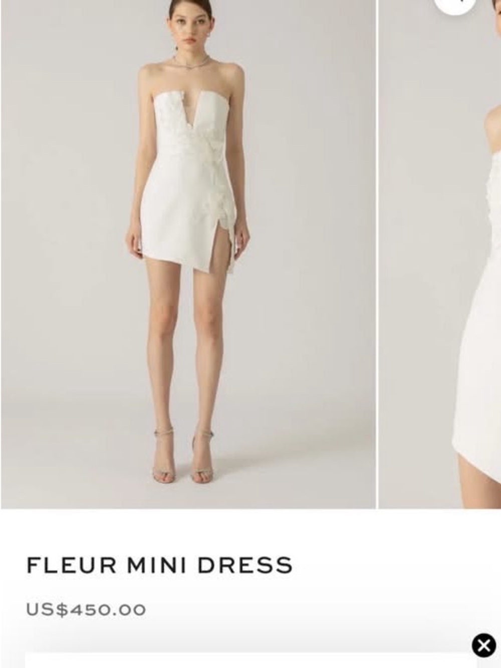 Fleur Mini Strapless Dress in White